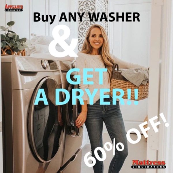 Mattress Liquidators- Buy any washer, get a dryer 60% off! icon