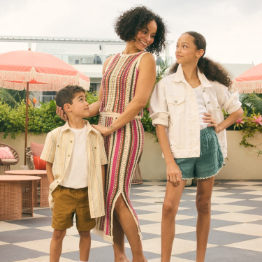 Family wearing Old Navy trending outfits