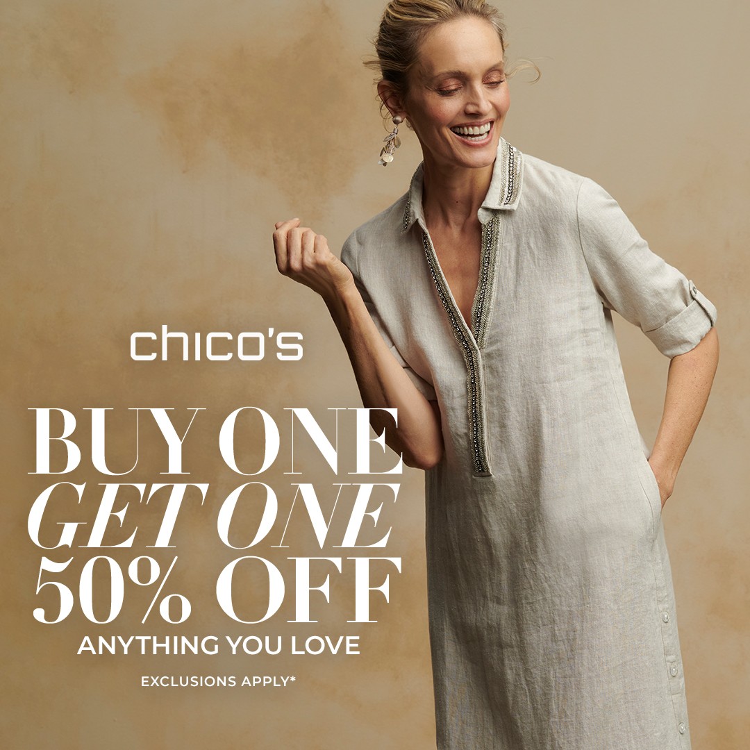 BOGO 50% off full price styles at Chico’s icon