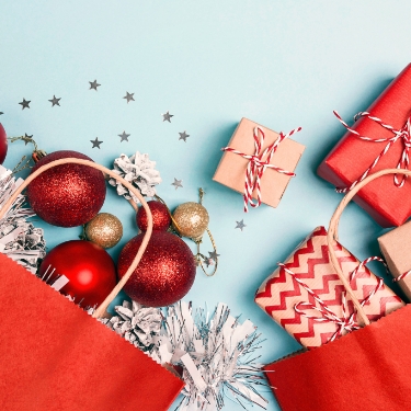Christmas ornaments and packages