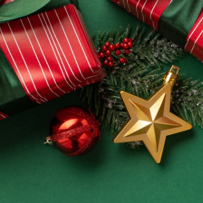 ornaments and Christmas presents