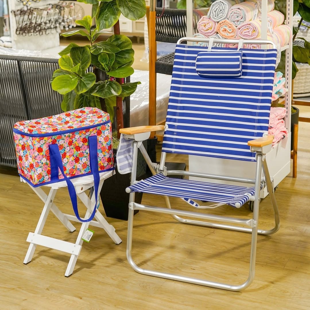 SGP TN HomeGoods HomeGoods beach lounge chair and cooler